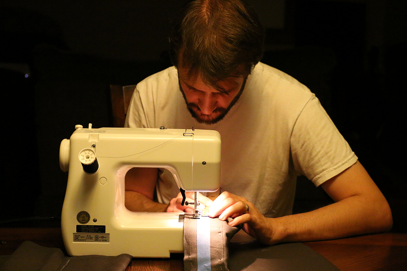 Joe sewing